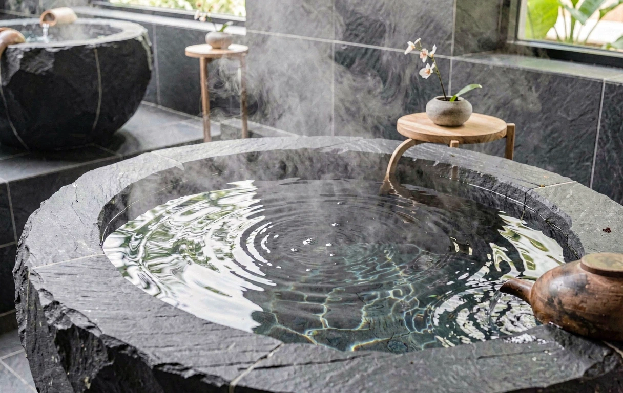 Water ripple in stone basin